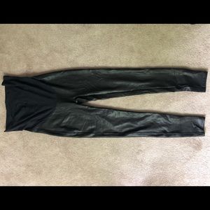 Mama Faux Leather Leggings, Spanx Maternity Leggings, Color Very Black, Size L